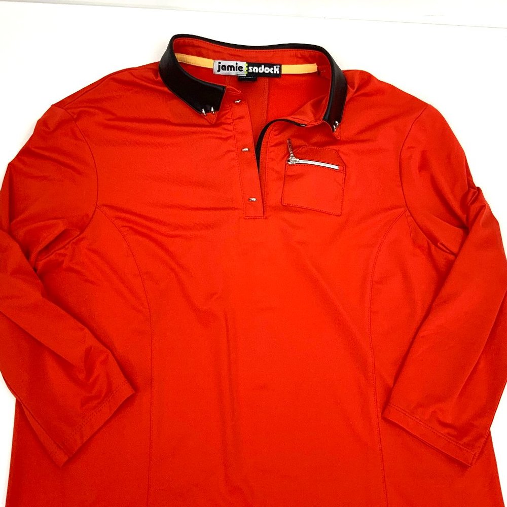 Jamie Sadock Red 1/4 Zip 3/4 Sleeve Golf Top Tee Medium - Picture 12 of 16